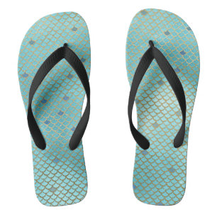 Tongs Les échelles de sirènes d'or et de bleu ombre