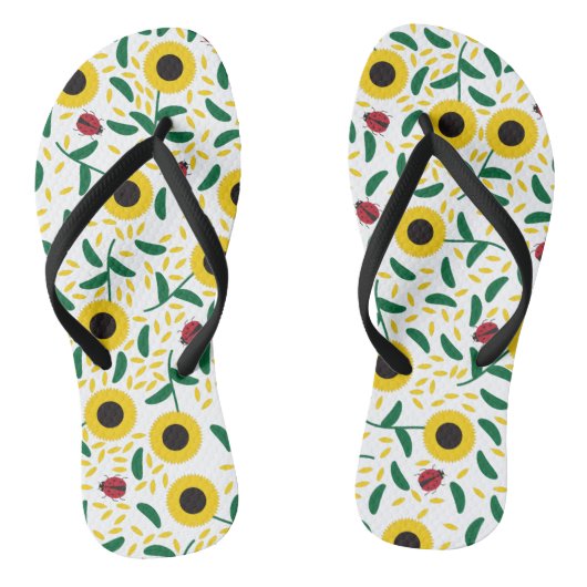 Tongs Les Patterns de Sunflowers et Ladybug (Semelle)
