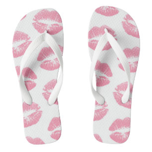 Tongs Lèvres Roses, Motif De Lèvres, Rouge Rose, Baiser