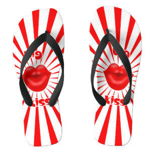 Tongs lèvres rouges larges rayons solaires gros bisou