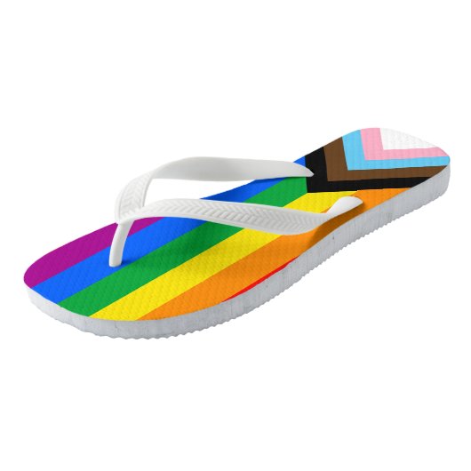 Tongs LGBTQ+ Indicateur de fierté de progrès (Incliné)