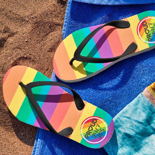 Tongs LGBTQ Pride arc en ciel coeur Flip Flops