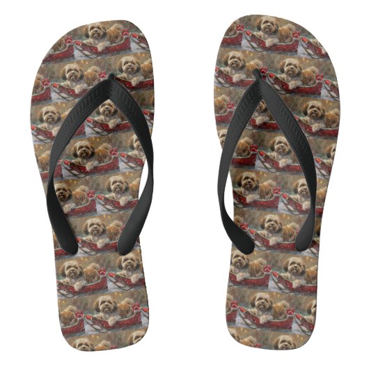 Tongs Lhasa Apso Chien Fête de Noël (Semelle)