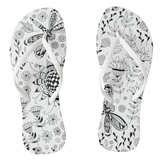 Tongs libellules et fleurs (Semelle)