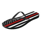 Tongs Ligne rouge mince drapeau de sapeur-pompier (Incliné)