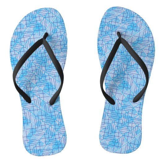 Tongs Lignes et patchs motif dans Blue Offwhite BG (Semelle)