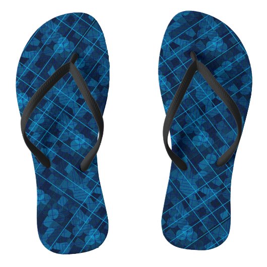 Tongs Lignes et patchs motif en bleu noir BG (Semelle)
