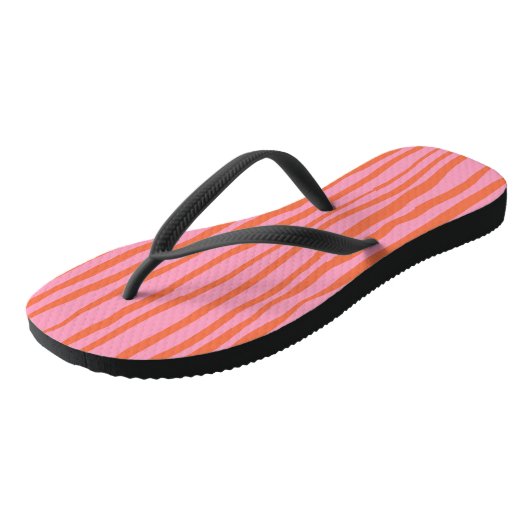 Tongs Lignes ondulées verticales rétro - pastel orange e (Incliné)