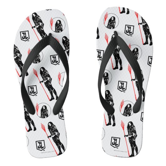 Tongs Ligue de Justice | Aquaman Pose Noir Pop Art (Semelle)