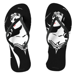 Tongs Ligue de Justice   Wonder Woman Noir Pop Art