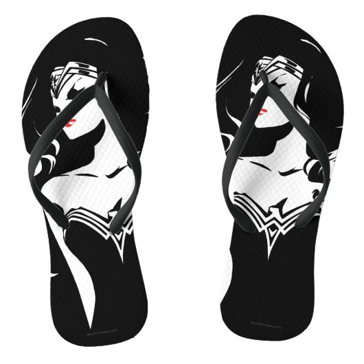 Tongs Ligue de Justice | Wonder Woman Noir Pop Art (Semelle)