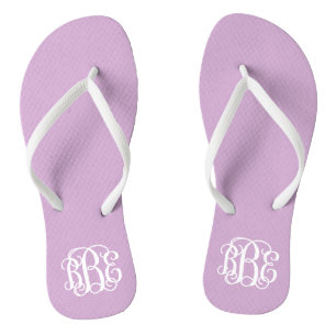 Tongs Lilac Purple Preppy Script Monogramme