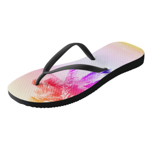 Tongs L'île tropicale Palm Tree Plage rétro (Incliné)