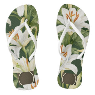 Tongs "Lily Bloom : blanc Floral Slim Strap logo espace