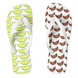 Tongs Lime et noix de coco Feuilles de fruits tropicales
