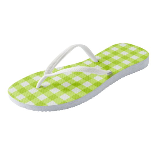 Tongs Lime verte tendance En vichy Motif vérifié (Incliné)
