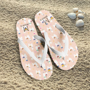 Tongs Llama Llama Cute Llama Motif rose