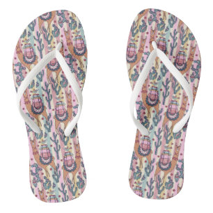 Tongs Llamas On Stripes Motif