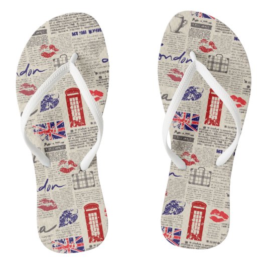Tongs Londres Thème Motif sans couture avec cabines télé (Semelle)