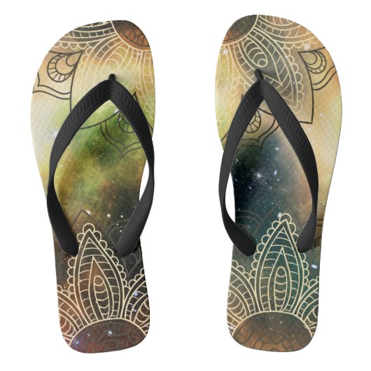 Tongs Lotus Mandala Boho Flip Flops cosmique (Semelle)