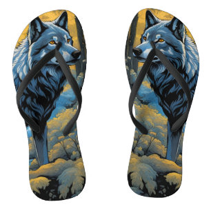 Tongs Loup gris dans les bois