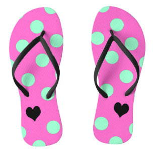 Tongs Love Pink & Mint Polka Fête des mariées Party