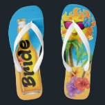 Tongs Lune de miel de plage de jeune mariée<br><div class="desc">Échouez la lune de miel de jeune mariée ! Bascules électroniques tropicales de jeune mariée de plage de bière. Grand cadeau pour la jeune mariée de nouveaux mariés. Marié disponible aussi !</div>