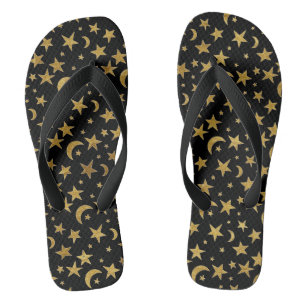 Tongs Lunes et étoiles d'or