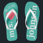 Tongs M. et Mme Lune de miel personnalisée avec coeur<br><div class="desc">Un design parfait pour un mariage à la plage ou pour une lune de miel. Remplacez la Mme par M. pour faire une paire de coordination.</div>
