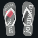 Tongs M. et Mme Texte personnalisé Lune de miel avec coe<br><div class="desc">Un design parfait pour un mariage à la plage ou pour une lune de miel. Remplacez la Mme par M. pour faire une paire de coordination.</div>