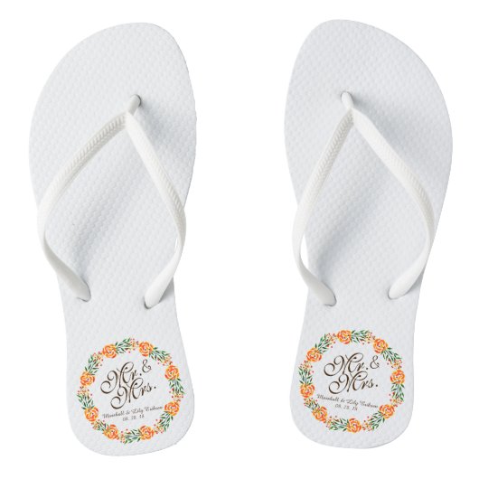 Tongs M. & Mme Elegant Floral Mariage Flip Flops (Semelle)