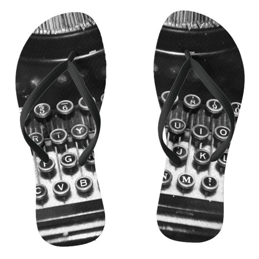 Tongs Machine à écrire noire et blanche (Semelle)