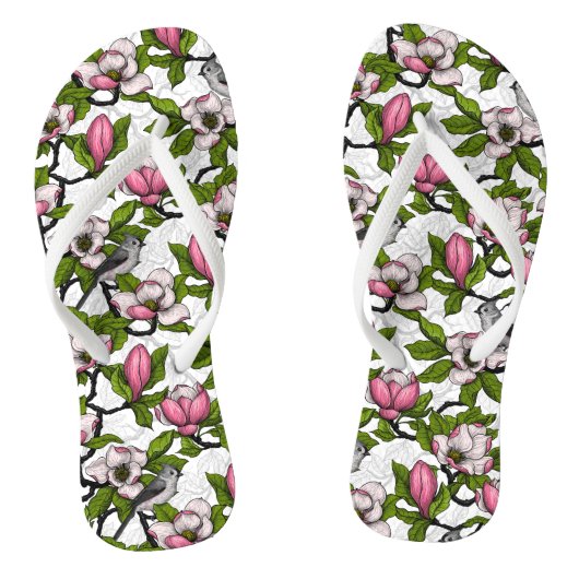 Tongs Magnolia en floraison et tireur (Semelle)