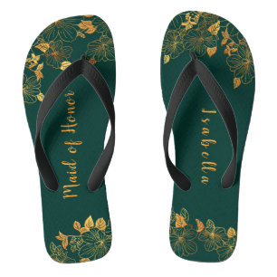 Tongs Maid of Honor Emerald Green & Gold Foliage