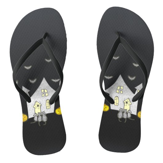 Tongs Maison d'Halloween, Chats noirs, Chats, Chauves-so (Semelle)