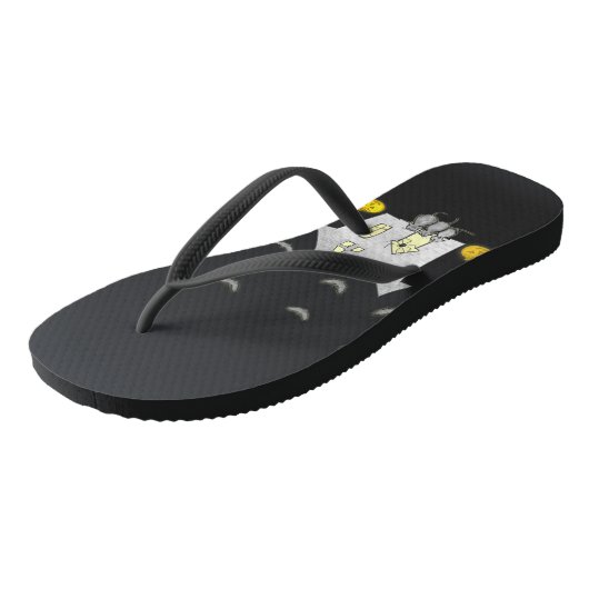 Tongs Maison d'Halloween, Chats noirs, Chats, Chauves-so (Incliné)