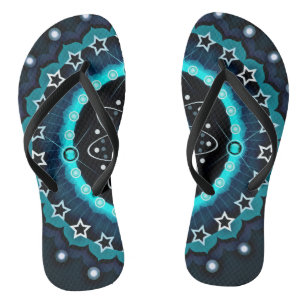 Tongs Mandala kaléidoscope avec fond noir