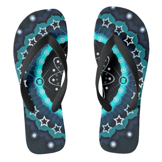 Tongs Mandala kaléidoscope avec fond noir (Semelle)