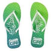 Tongs "Mangez mes bulles" Echelles Turquoises/vertes Vie (Semelle)