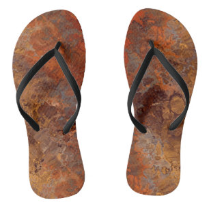 Tongs Marbre Abstrait Or et Rouille