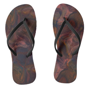 Tongs Marbre Abstrait Tourbillon Rose, Bleu et Orange
