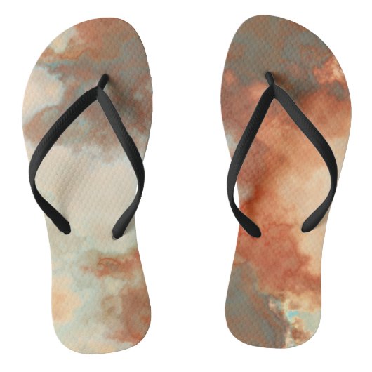 Tongs Marbre Abstrait Turquoise et Rouille (Semelle)
