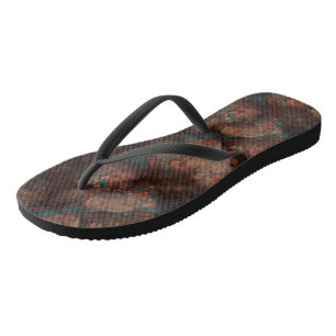 Tongs Marbre Abstrait Turquoise et Rouille