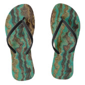 Tongs Marbre abstrait vert turquoise et brun (Semelle)