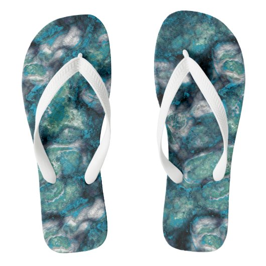 Tongs Marbre bleu et turquoise Abstrait (Semelle)