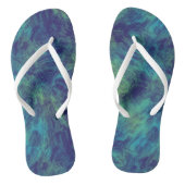 Tongs Marbre bleu, vert et turquoise Abstrait (Semelle)