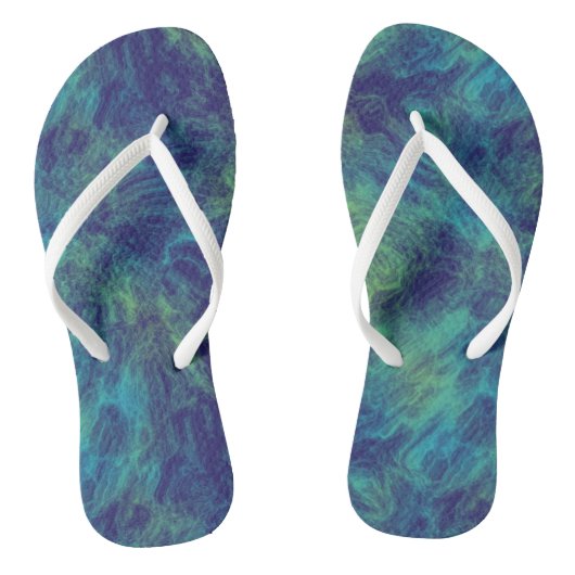 Tongs Marbre bleu, vert et turquoise Abstrait (Semelle)