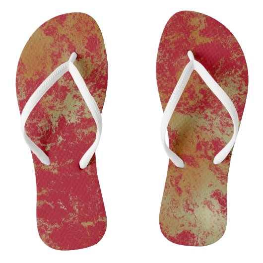 Tongs marbre rouge et jaune abstrait (Semelle)