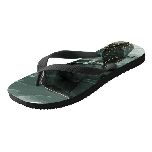 Tongs Marbre vert émeraude et or, Arrière - plan marbré (Incliné)