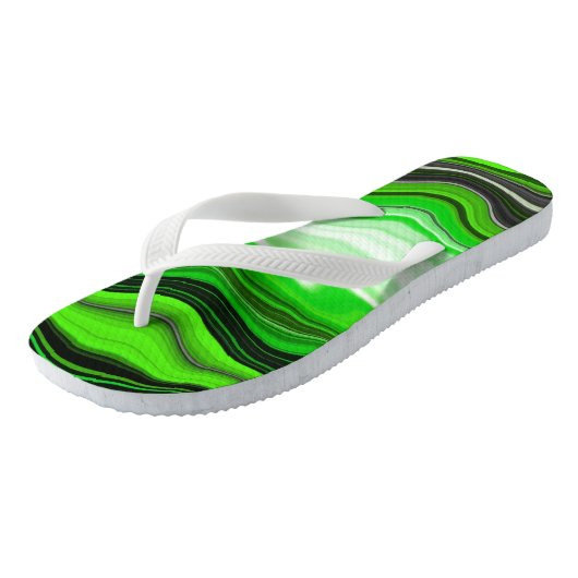 Tongs Marbre vert et noir comme l'art fluidisé rayé (Incliné)